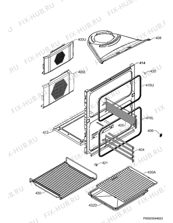 Взрыв-схема плиты (духовки) Zanussi ZOF35702XK - Схема узла Oven